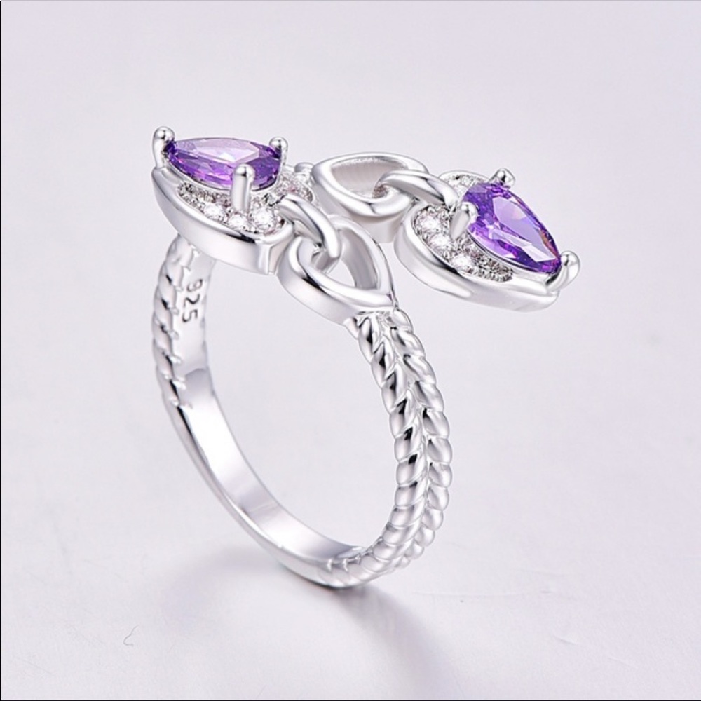 NWT 925 Silver Amethyst & Diamond Ring - Picture 4 of 4